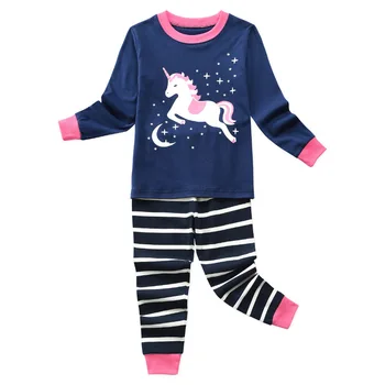 Rudenį vienaragis baby girl pižama juostele namų kostiumas ilgomis rankovėmis Medvilnės minkštas mergina drabužius pijama vaikai pižama mergaitėms, 2-8 metų