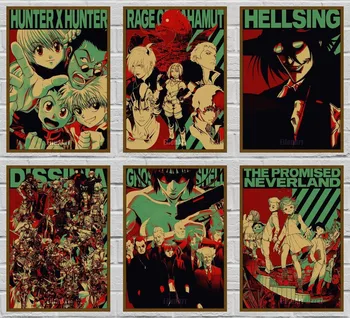  Anime Dekoro Retro Anime Plakatas Derliaus Popieriaus Demon Slayer/hunter X Hunter Plakatai, Nuotraukos Kavinė Puošmena Siena Lipdukas 42X30cm