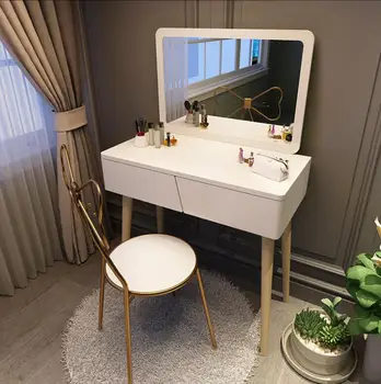 Tualetinis staliukas, miegamojo Šiaurės šalių šiuolaikinės paprastas, ju raudona mergina ins stiliaus tualetinis staliukas kvadratinis veidrodis lentelė kabinetas