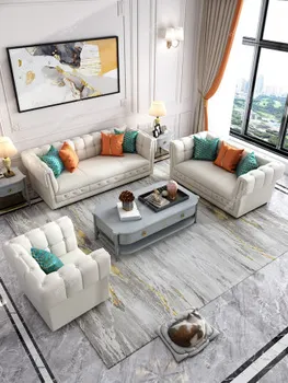 Amerikos lengvojo prabangos odos sofos, kartu Šiuolaikinės italų kambarį dydžio bute aukštos klasės paprasta Europos villa minkštasuolis