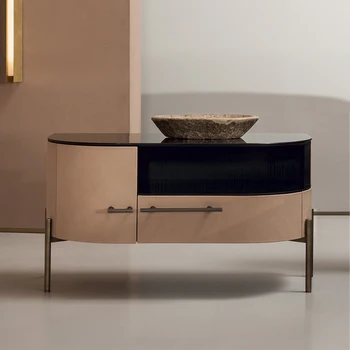 Italija Baxter italijos minimalistinio staliukas miegamojo spintos šviesos prabanga modernus odinis meno grindų kabinetas