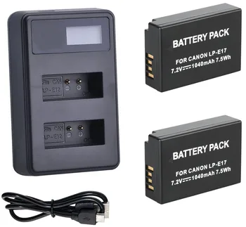 Baterijos (2-Pack) + Kroviklis Canon LP-E17, LPE17, LCE17, LC-E17E