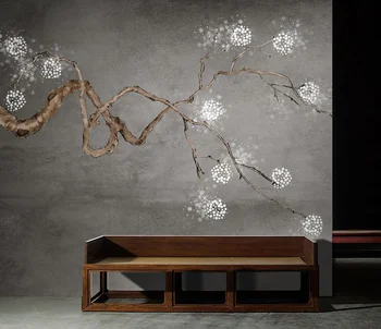 Individualizuotos fono sienos, nauja Kinų stiliaus slyvų žiedų pustoniai meno miegamojo kambarį fono sienos tapetai, freskos mueal 3d