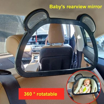 Automobilių Vaiko Saugos Sėdynės 360 Laipsnių Besisukantis Kūdikių Papildomas Stebėjimo Veidrodis Nuotolinio Valdymo pulto LED Kūdikių Stebėjimo Veidrodis