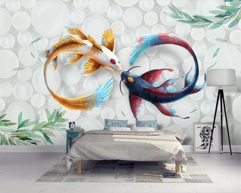 Beibehang Užsakymą tapetai rankomis dažyti modernus, stilingas akvarelė koi žuvų freska tv sofos fone sienų freskomis 3d tapetai
