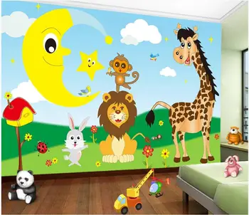 WDBH 3d tapetai pasirinktinius nuotraukų Cartoon vaikų kambario prairie liūtas, žirafa, beždžionė fone namų dekoro tapetai, sienų ir 3 d