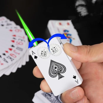 Naujų Metalo Pokerio Pavarų Lengvesni Fakelas Vėjo Kortos Jet Lengvesni Pripūstos Butano Dujų Cigarečių Dūmų Lengvesni Juokingas Žaislas