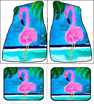 Flamingo perėjos atogrąžų paplūdimio automobilių kilimėliai ir atitikimo automobilio padėkliukai