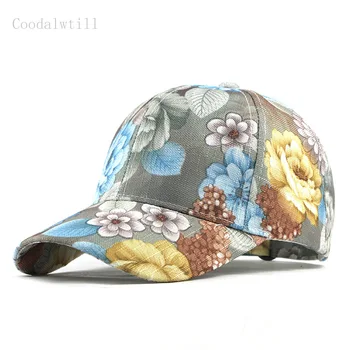 WomensFloral Beisbolas Bžūp Naujos Gėlės Medvilnės Snapback Cap Kepurės Vyrams, Moterims, Kepurės Casquette Skrybėlės Gėlių Siuvinėjimas Bžūp Kaulų