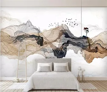 sienos popieriaus Užsakymą foto tapetai, freskos zen nuotaika abstrakčiai rašalo kraštovaizdžio sienos dekoratyvinis dažymas papel de parede