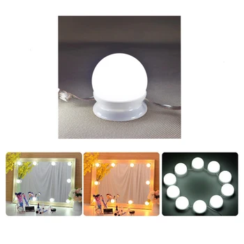Kosmetinis Veidrodis Šviesos diodų (Led Holivudo Stiliaus Rinkinys, skirtas tualetinis staliukas Apšviesta 360 Laipsnių Sukimosi Makiažo Veidrodėliai Lemputes 10 Pritemdomi