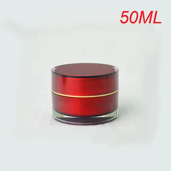 50g AKRILO cilindro formos, tuščias grietinėlės indelį,raudonos spalvos plastiko 50 g Kosmetikos Indelį, akrilo Kosmetikos Pakuotės 50g