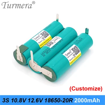 Turmera 3S 10.8 V 12,6 V INR18650-20RM 2000mAh 20A Baterija Litavimo Baterija 12V Atsuktuvas Shrika ir Dulkių siurblys Baterija
