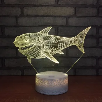Mielas Žuvų, Ryklių 3d Naktį Šviesos Gyvūnų luminarias 3d Lempa, staliukas, Lempa LED USB Kūdikis Miega Nuotaika Lempos Vaikų Dovanų