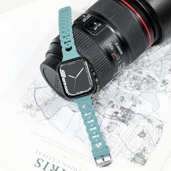 Dirželis Apple Watch Band 7 41mm 45mm 44mm 40mm 42mm 38mm Silikono Gourmette Apyrankė iwatch juosta 7 6 se 5 4 3 2 Watchband