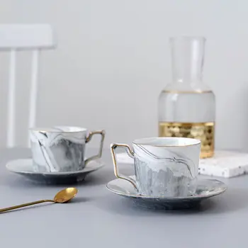 Šiaurės ins vėjo insulto aukso marmuro-printed kavos puodelio nustatyti auksas-printed popietės arbata-arbatos