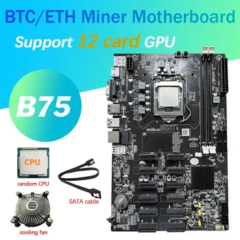 12 Korteles B75 BTC Kasybos Plokštė+CPU+CPU Ventiliatorius+SATA Kabelis 12 PCI-E Su USB3.0 Lizdas LGA1155 DDR3 MSATA ETH Bitcoin Miner