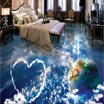beibehang Užsakymą 3D aukšte didelis romantiška žvaigždėtas dangus mėlynas dangus, balti debesys miegamasis žemės vonios kambarį, dekoratyvinis dažymas