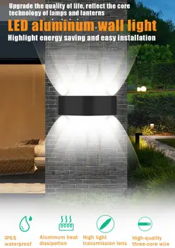 Namų IP65 Vandeniui LED Sienos Šviesa Šilta/Balta Šviesa Aliuminio Dukart galva Sienos Šviesos Kiemo Laiptų Apdaila Koridoriaus Šviesos