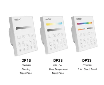 Miboxer DALI 86 touch panel DALI maitinimo įvestis ; RGB/RGBW/RGB+BMT smart led dimeris valdytojas DP1S/DP2S/DP3S ;led lempos