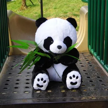 didelis 42cm pėdsaką Panda su bambuko pliušinis žaislas panda žaislas , gimtadienio dovana w0719