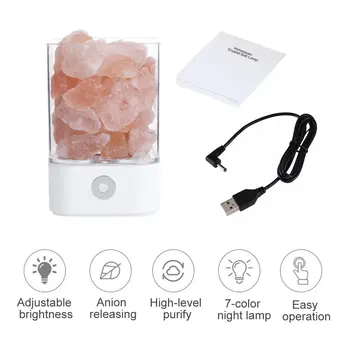 USB Įkrovimo Kristalų Druska Lempos Kambarį Šviesos Nešiojamų Naktį Šviesa ypatinga Proga-Juoda/Balta Bauda Miegamasis Stalas Žibintai