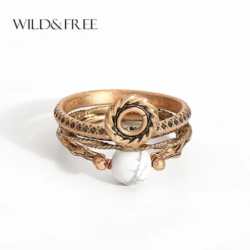 WILD & FREE Vintage Aukso Spalvos Modelis Balto Akmens Piršto Midi Žiedas Rinkiniai Bohemijos Rankų darbo Karka Žiedai Moterų Papuošalai