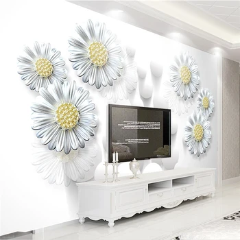 beibehang Užsakymą didelė freska tapetai, 3D stereo chrizantemų kamuolys papuošalai gėlių TV foną, gyvenamasis kambarys sofos 3d tapetai