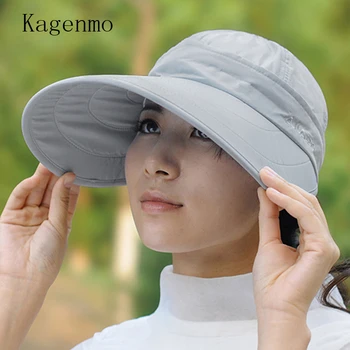Kagenmo Saulės, apsauga nuo saulės skrybėlę moterų vasaros anti-uv didelis veidrodėliai saulės, skrybėlę, moteris sunhat