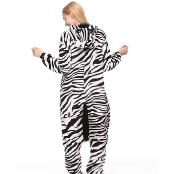 Suaugusieji Kigurumi Zebra Pižama Rinkiniai Sleepwear Pyjama Gyvūnų Cosplay Kostiumas Moterims Žiemos Drabužių Mielas Gyvūnų Žiemos Kostiumas
