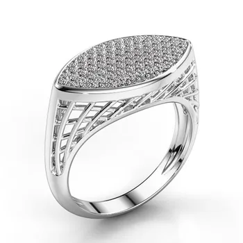 NurmWung Prabanga Moterų Kristalų Mikro Nutiesti Žiedas Madinga Vestuvinis Žiedas Unisex Žavesio Baltas Cirkonis Vestuvių Žiedai Moterims