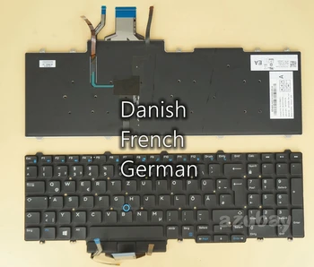 Prancūzų, vokiečių, danų Klaviatūra Dell Precision 3510 3520 3530 7510 7520 7710 7720 M3510 M3520 M7510 M7520 M7710 M7720, Apšvietimu