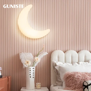 Mėnulio šviesa paprasta balta balta stiliaus miegamojo apšvietimas Šiaurės šalių menas, dizainas, mados prasme minimalistinis miegamasis šviesos