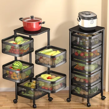 Sukiojamomis Daržovių Krepšelis Virtuvė, Multi-Layer stalčiuko apvalios ir Kvadratinės Daržovės