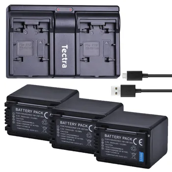 Tectra 3PCS VW-VBT380 VW VBT380 Li-ion Kamera Bateria +USB Dual Channel Kroviklis Panasonic HC-V180GK HC-V380GK V380 HC-W580GK
