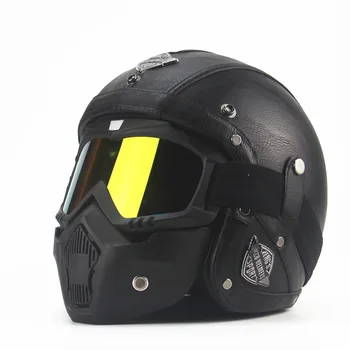 M L XLcycling helmetbig pusė helmetBattery automobilių 3/4 odos helmetFour Sezonus Asmeninį Retro Helmetmotorcycle įranga