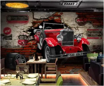 custom freskos 3d foto tapetai, sienų ritininis Retro vintage automobilių skaldyti sienos restoranas namų dekoro sienos lapus ant sienos