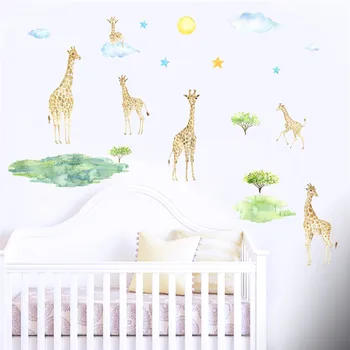 Gyvūnų Žirafa, vaikų kambarys, vaikų darželis dekoravimas sienų lipdukai vaikams, kambarių sienos lipdukai
