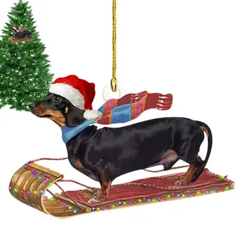 Dachshunds Šuo Kalėdų Eglutės Ornamentu Kalėdų Eglutė Pakabukas Akrilo Šunų Kabinti Pakabučiai Naujųjų Metų Švenčių Šalies Prekių