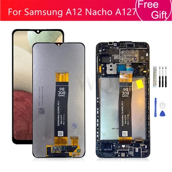Samsung Galaxy A12 Nacho LCD Ekranas Jutiklinis Ekranas skaitmeninis keitiklis komplektuojami Su Rėmo Samsung A127 Ekrano Pakeitimas, remontas