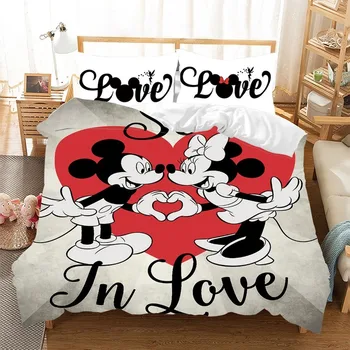 Disney Mickey Minnie Mouse Animacinių Filmų Patalynės Komplektas Puikus Pora Viena Twin Visą Karalius Antklode Padengti Užvalkalas Dovana Vaikams
