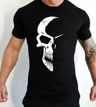 2019 Mados Atsitiktinis Vyrų T-shirt Kaukolė T-Shirt Goth Motociklą T-Shirt