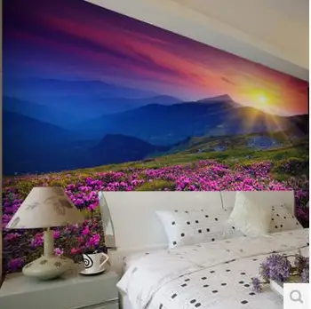 Pasirinktinis Dydis Kambarį, Miegamąjį, TV Foną, Sienos Popieriaus gamtinio Kraštovaizdžio Nuotraukų Kalnų Saulėtekio Gėlių Jūra Didelės Freskos PVC
