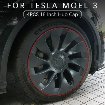 Už Tesla Model 3 18 Colių Stebulės Dangtelis 4PCS/Set Ratlankiai Apsaugos Hubcap Pilnas draudimas Apsaugoti Hub 2018-2021 2022 Automobilių Reikmenys