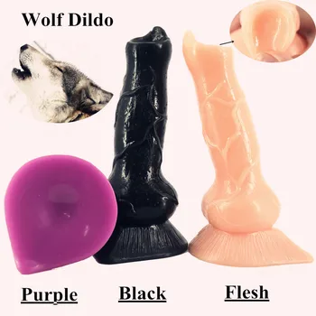 Naujas Dizainas Gyvūnų Vilkas Dildo Šunų Dildo Realistiškas Penis Šuns Varpa, Dirbtinė Analinis Kaištis Suaugusiųjų Masturbacija Sekso Žaislai Moterims