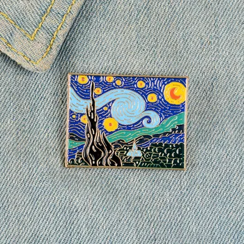 Karšto priedai Van Gogh aliejaus tapybai Žvaigždėtą naktį animacinių filmų sagė pin Kalėdų dovana universalus priedai